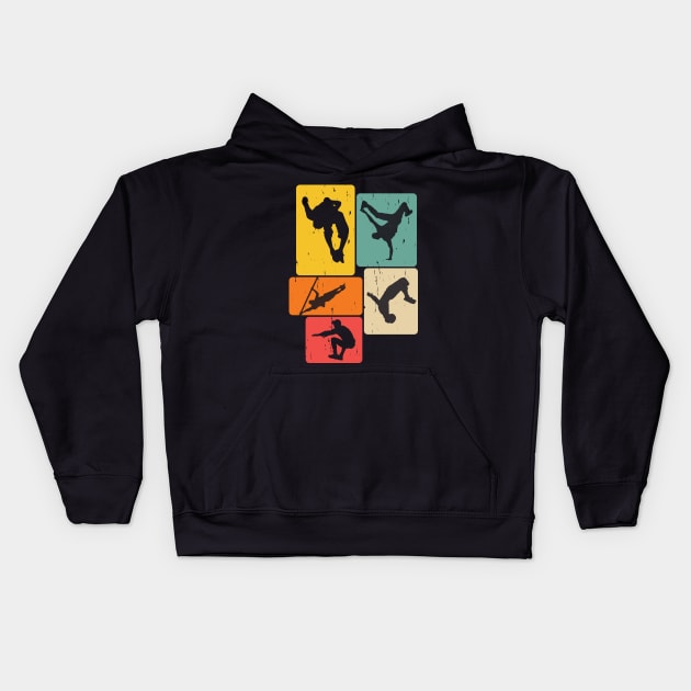 Parkour Freerunner Traceur Retro Freerunning Kids Hoodie by Wakzs3Arts